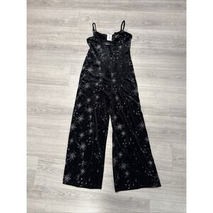 Cider Black Velvet Starburst Jumpsuit Wide Leg Glitter XL CD20220806153674JP